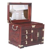 红木首饰盒红酸枝木质珠宝箱小叶紫檀H实木中式 复古多层收纳盒带