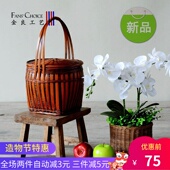 手提竹篮带盖子竹提o篮复古水果篮竹编鸡蛋篮 家用传统竹制品