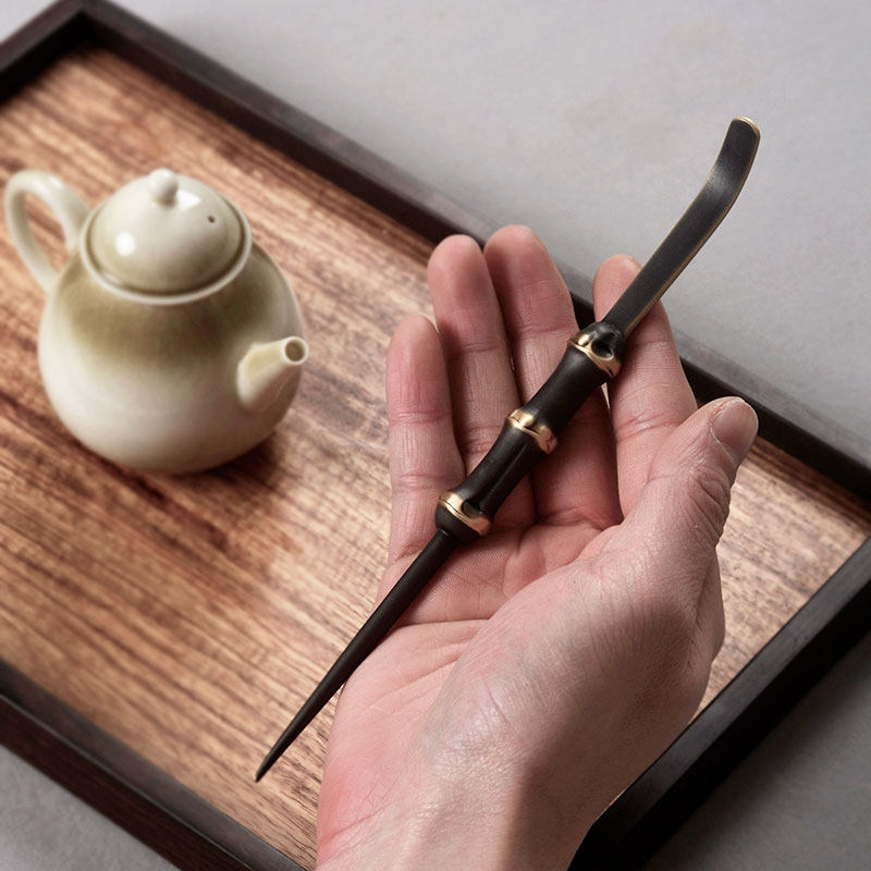 纯手工黄铜茶针双用茶则三件套茶饼撬茶刀开茶器创意功Z夫茶具配