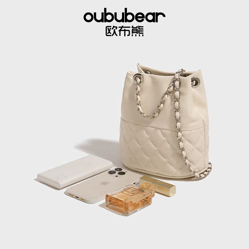 oububear/欧布熊菱格链条水桶包包女2025新款高级感单肩包女百搭