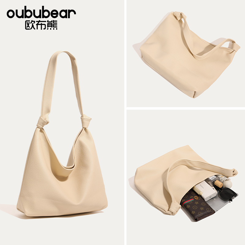oububear/欧布熊单肩托特包女2025新款简约休闲百搭大容量通勤包