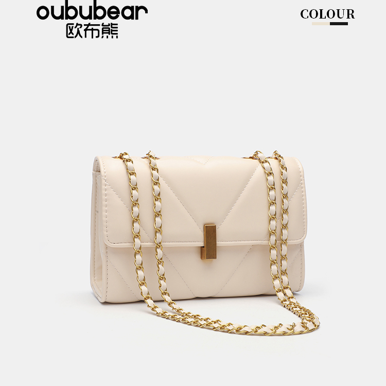 oububear/欧布熊2025年新款小方包小众菱格链条单肩斜跨手提女包