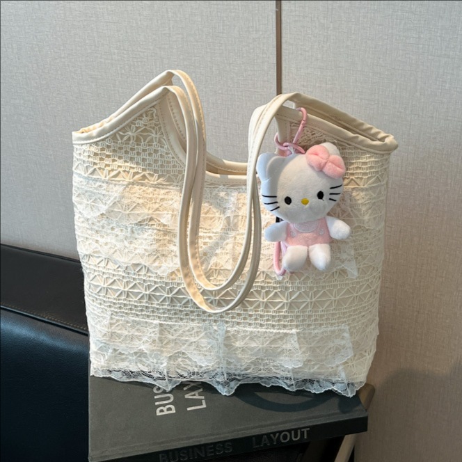 高级感大容量托特包女新款时尚可爱蕾丝腋下包通勤百搭单肩包