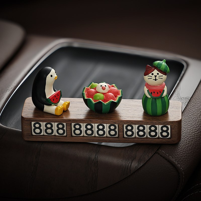 报恩西瓜精汽车临时停车电v话号码牌车载挪车牌创意摆件车上移车