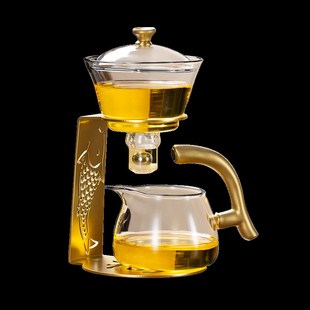家用会客高 懒人玻璃茶具f全自动泡茶器耐热透明功夫茶壶茶杯套装