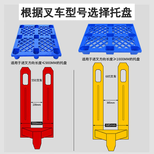 塑料托盘叉车网格九脚栈板超市仓库防F潮板黄绿红色卡板货物地台