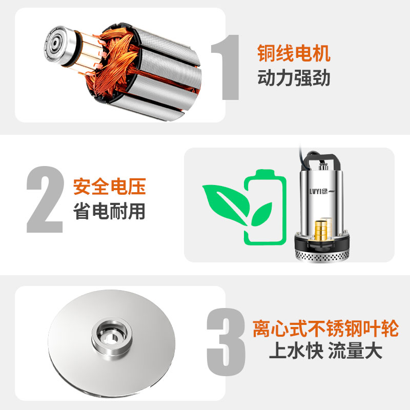 绿一农用48V直流潜n水泵12V48V60V高扬程电动车家用抽水泵 水泵