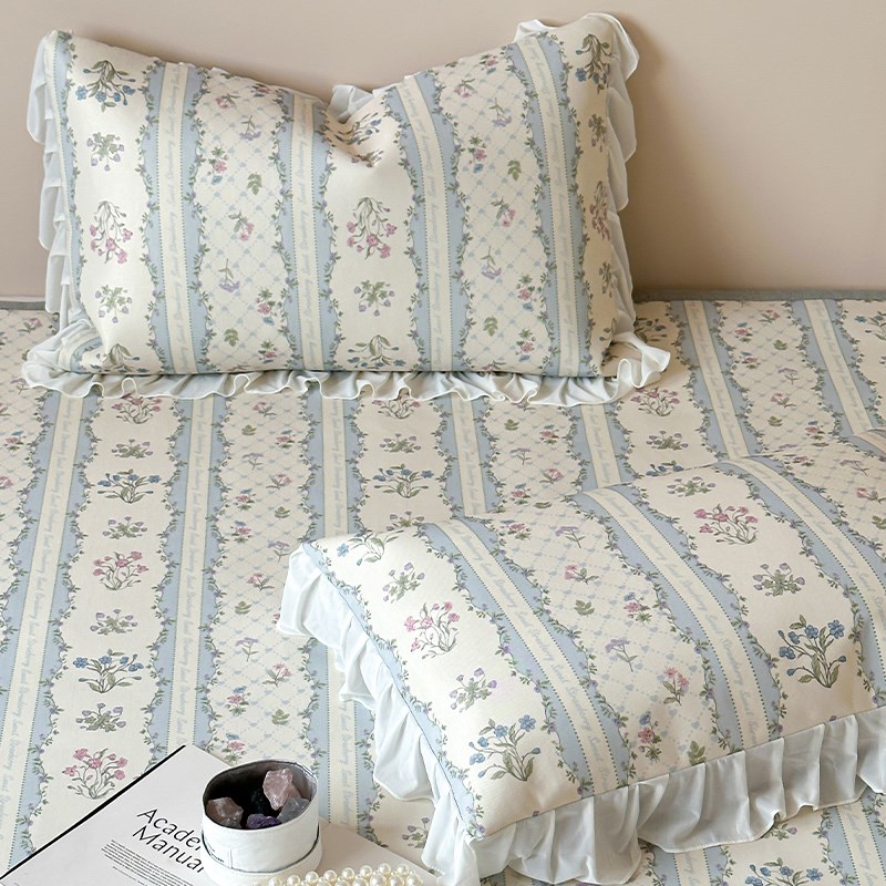 韩系小碎花冰丝凉席1.5m1.8米三件套仙美缦纱床T裙款抗菌空调席子