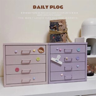 桌面收纳铁皮柜抽屉书q桌办公室桌子文具杂物文件置物架防尘多巴