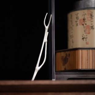 手工纯锡竹节壶叉茶m具铁壶铜壶防烫壶盖夹配件茶道零配壶盖叉家