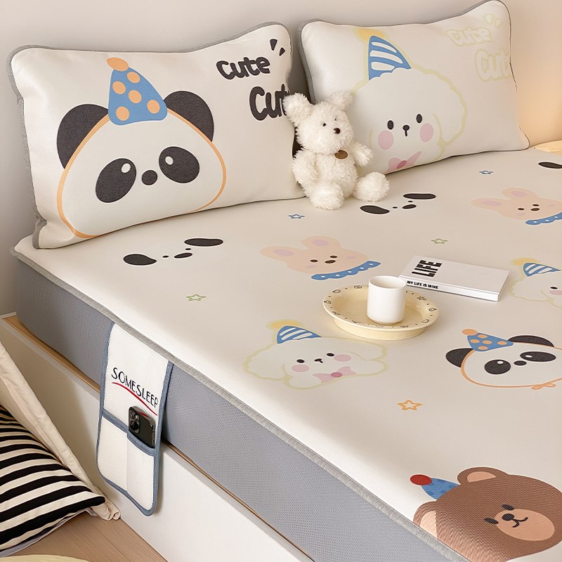 夏天快乐bA类可爱卡通冰丝凉席三件套凉感空调软席床笠款1.5m1.8