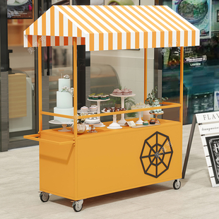 铁艺大型花车f摆摊手展示架冰粉小吃车夜市移动摊位小推车地摊户