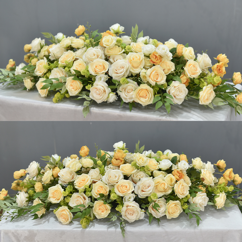 会议室会议桌长桌花假花饭厅宴会长餐桌桌K面摆花装饰花艺迎宾台