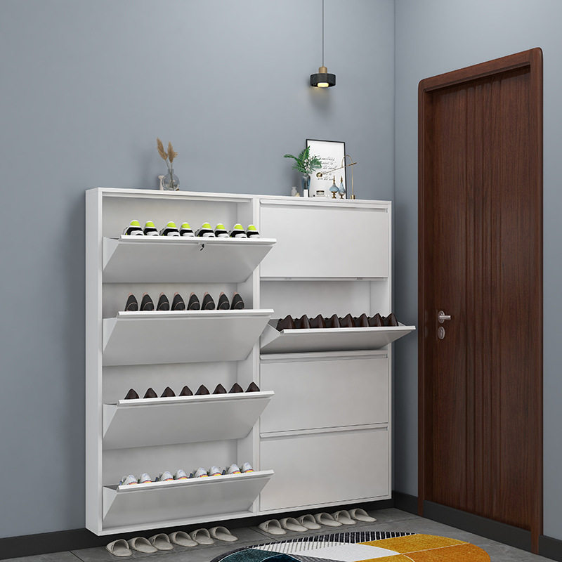 入户超薄鞋柜家用大容量钢制翻斗鞋柜15cm收纳经济小户型门厅柜子