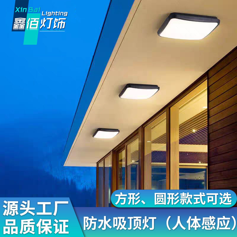 户外三防人体感应吸顶灯