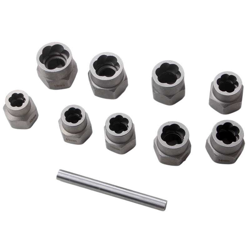 10件套螺母取出器 1/2四方孔风炮电动扳手用滑牙螺母取出工具套装