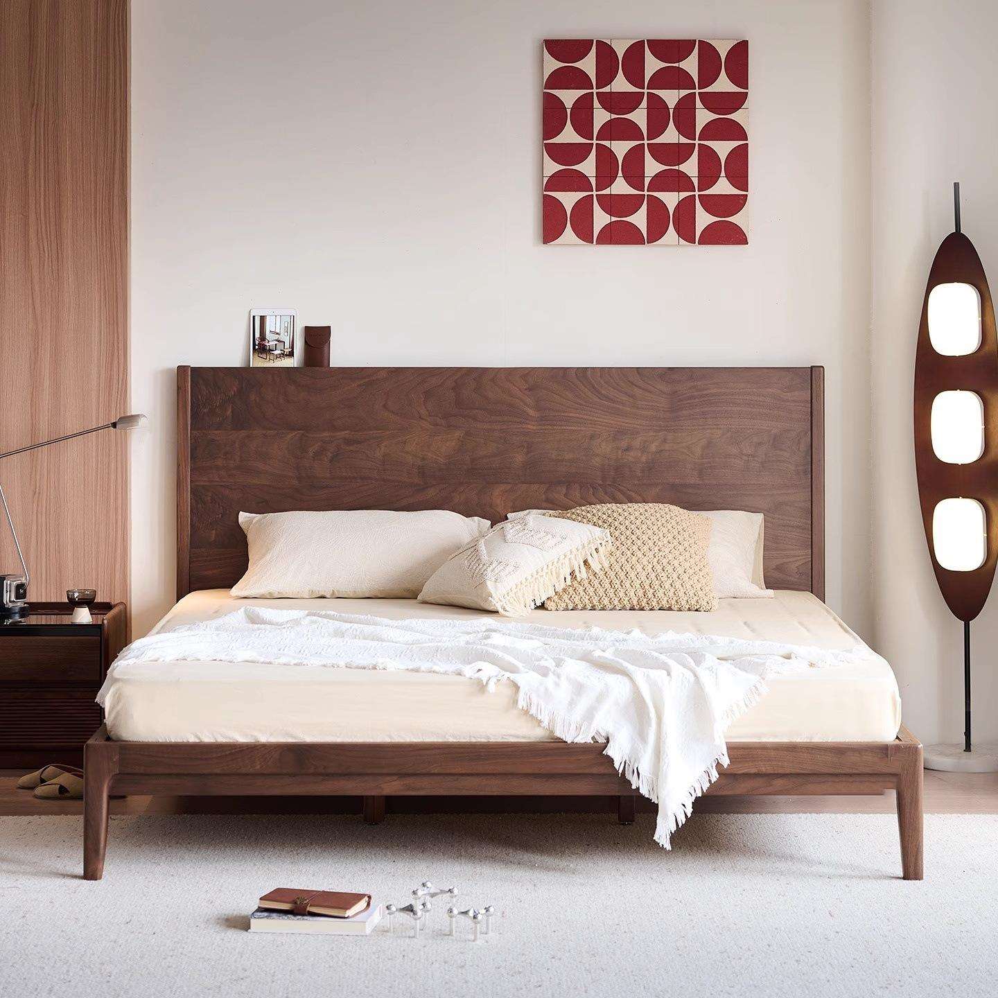 实木床全实木原木1.5米双人床卧室家具北欧原木床头北美黑胡桃木