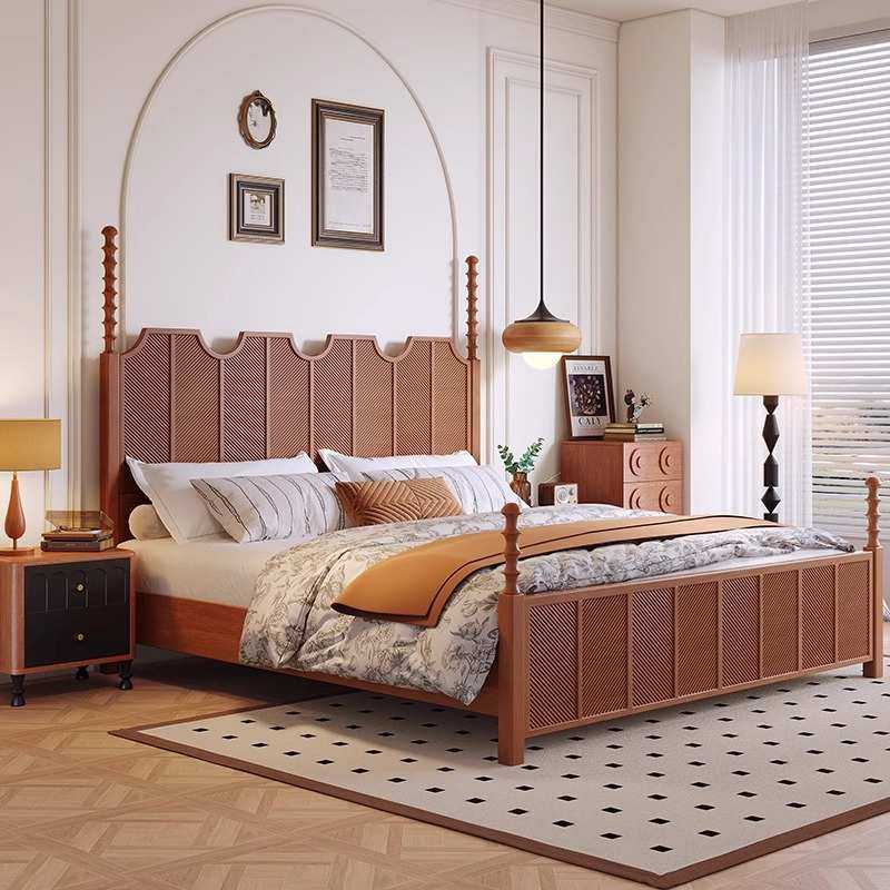 实木床极简主卧1.5单人床复古法式风卧室家具储物婚床1.8米双人床,基础建材,亚克力板,淘宝优惠券,粉丝福利购,淘宝优惠卷
