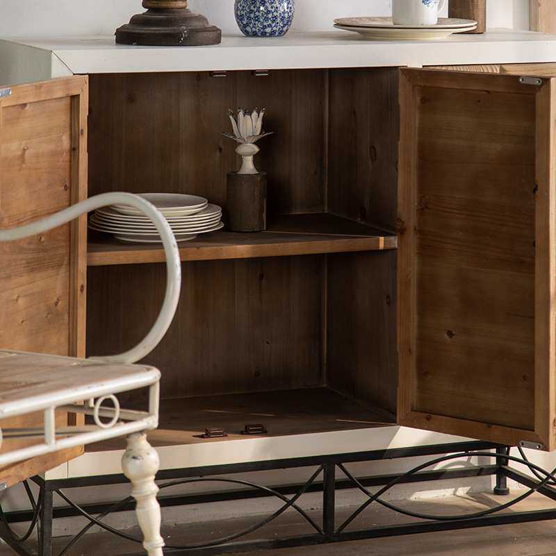 美式复古原木风餐边柜大容量入户玄关柜创意木纹酒店民宿装饰柜