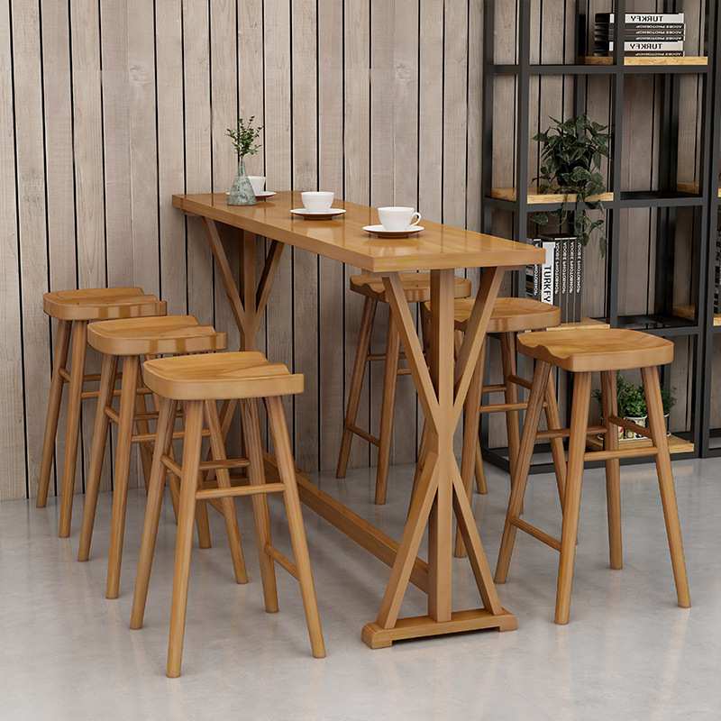 美式实木吧台桌家用阳台靠墙窄桌子长条桌奶茶店咖啡厅高脚桌椅