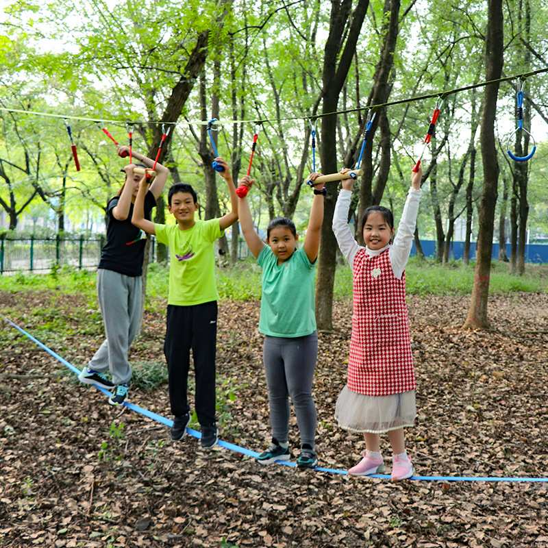 亚马逊忍者爬绳套装 儿童户外室内攀爬走扁带 吊环秋千幼儿园器材
