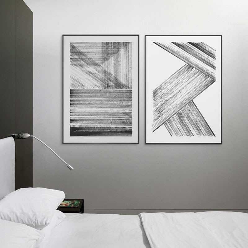 黑白线条工业风抽象挂画现代简约北欧背景书房入户玄关装饰画组合