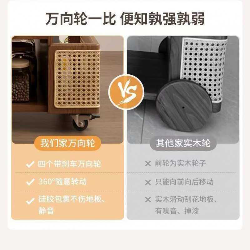 实木可移动边几巴士升降茶几家用客厅沙发边柜子中古风小推车简易