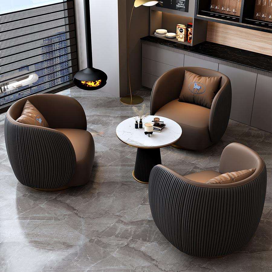 2024新款小户型售楼洽谈会客桌椅组合沙发客厅单人沙发椅轻奢高端