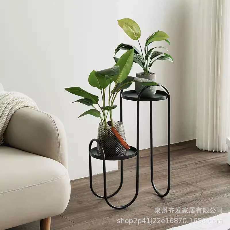 阳台花架置物架客厅落地式铁艺整装花盆架家用现代简约室内架子
