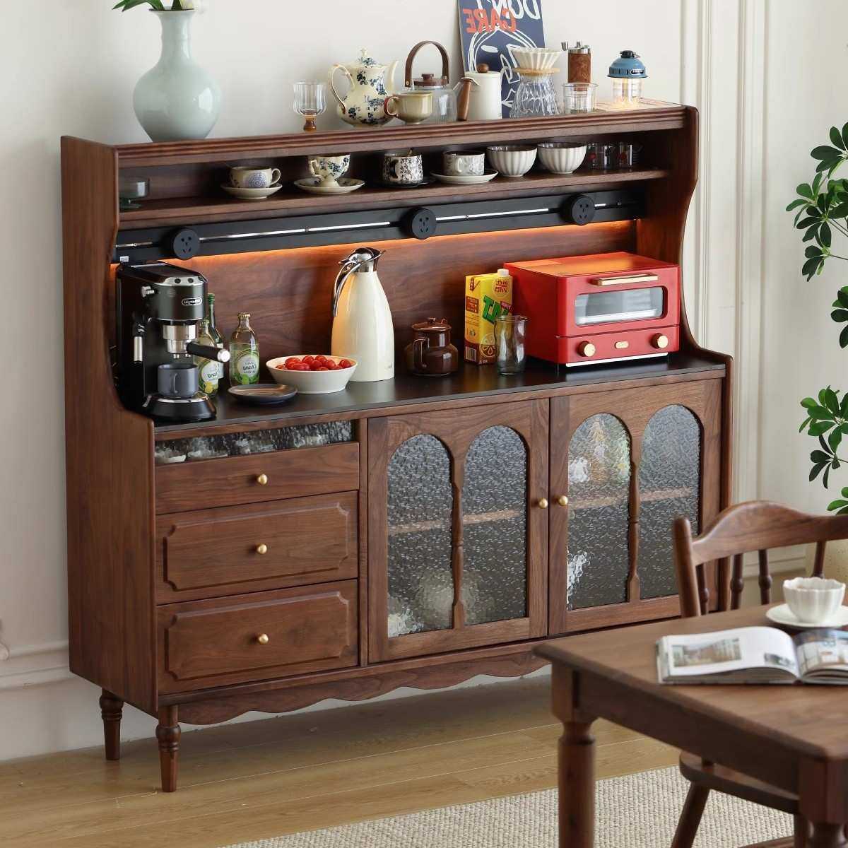 黑胡桃木法式餐边柜靠墙一体复古客厅实木储物柜置物柜家用餐边柜,模玩/动漫/周边/娃圈三坑/桌游,模型制作工具/辅料耗材,淘宝优惠券,粉丝福利购,淘宝优惠卷