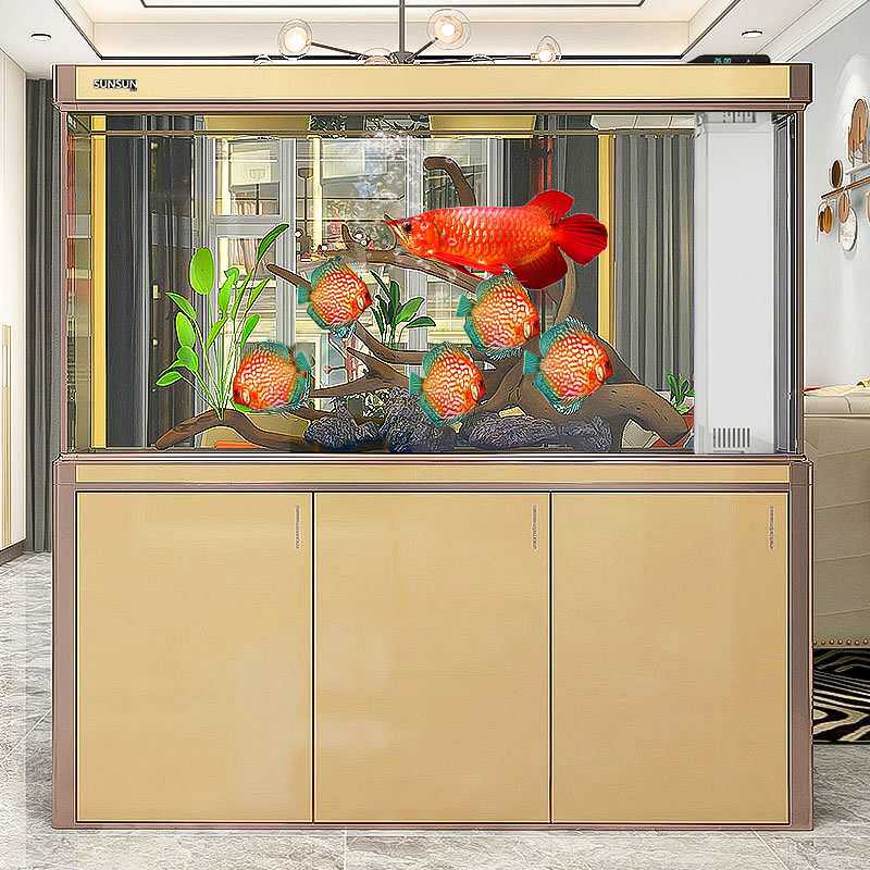 大型鱼缸水族箱流线型家用玻璃中型生态缸 下过滤底滤鱼缸HWF