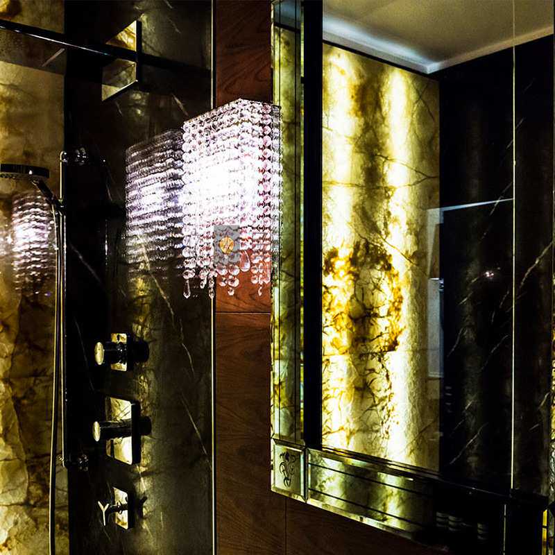 不锈钢水晶壁灯 设计师客厅卧室样板房轻奢豪华酒店高档壁灯