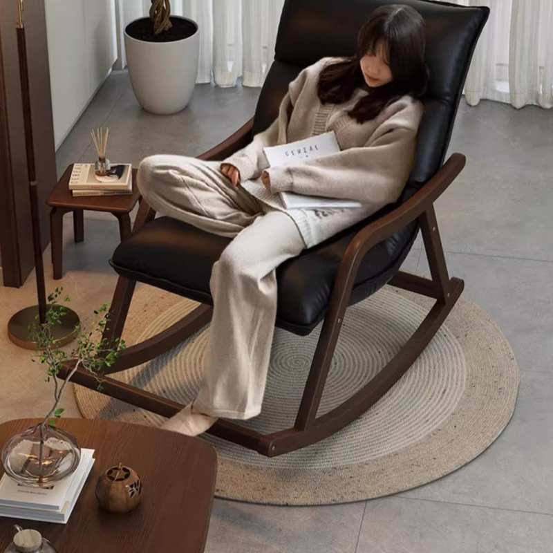 摇摇椅家用新中式实木躺椅阳台单人休闲椅靠背椅懒人摇椅轻奢躺椅