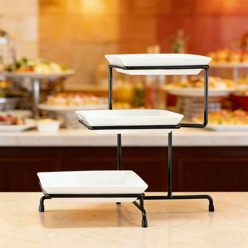 酒店自助餐点心展示架水果糕点展示台两层三层陶瓷食品架凉菜台