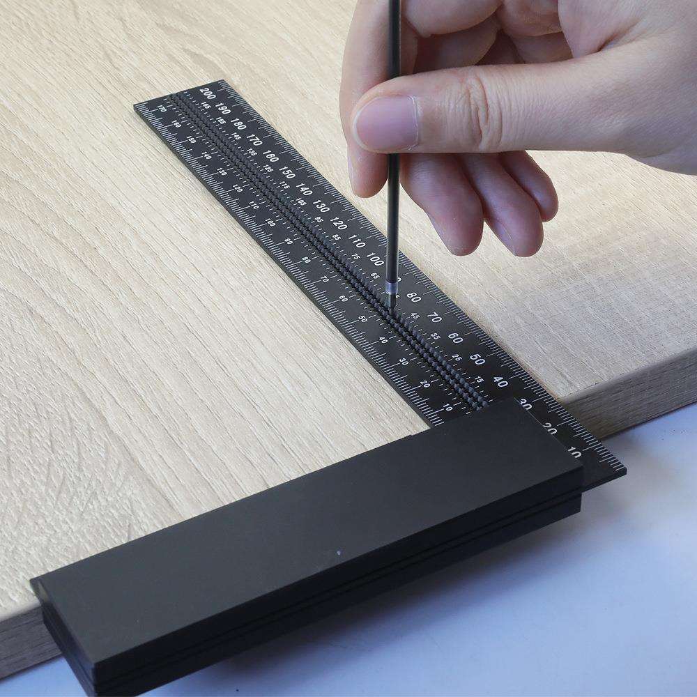 JAVIER木工多功能划线尺铝合金L型尺直角划线尺L型洞洞尺木工工具