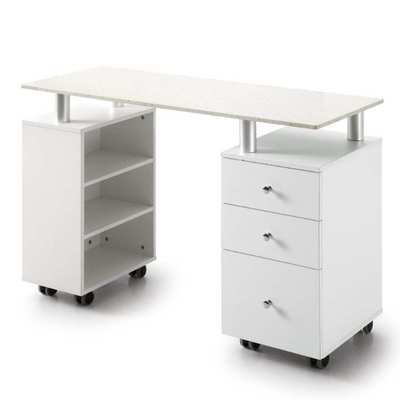 东品美业新品修甲台 双柜钢化玻璃台 白色带多抽屉的美甲桌子3438