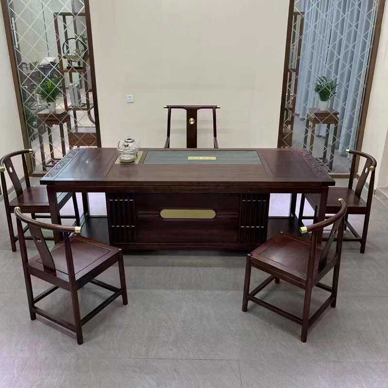 新中式实木茶桌椅组合印尼花梨木茶台茶几茶室家具办公室禅意泡茶