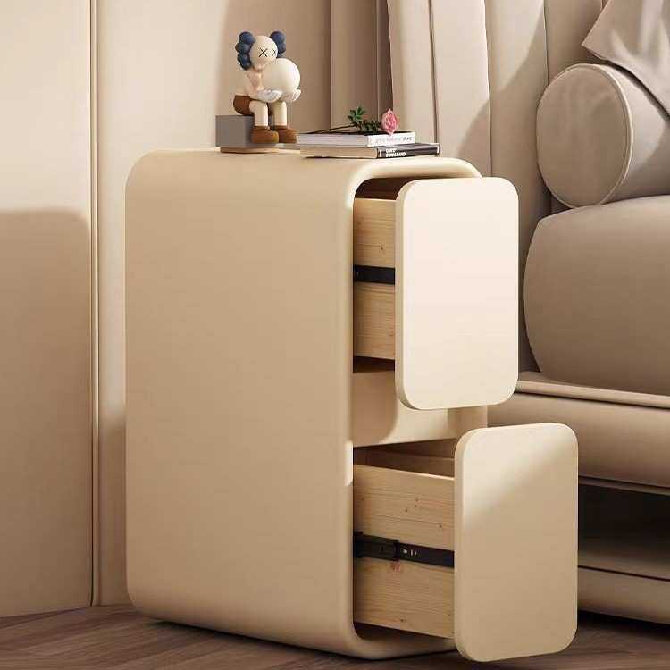 奶油床头柜轻奢法式实木小型超窄夹缝20cm迷你现代简约床边人造板