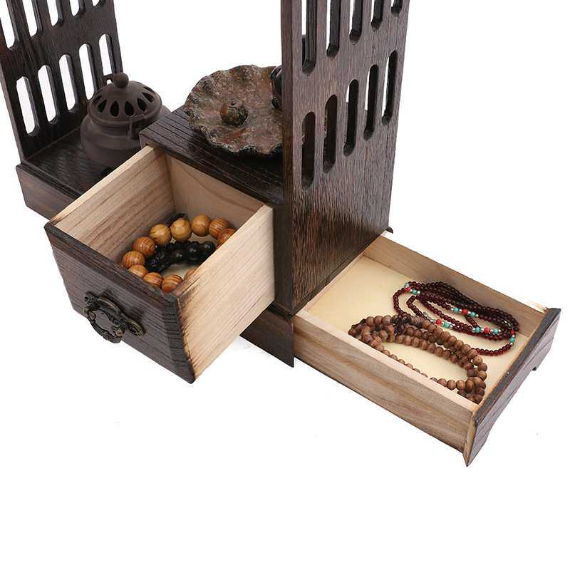 日式烧桐木茶棚茶道零配实木收纳盒置物架桌面小花架盆栽架博古架