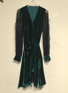 【欧宝莱尔】OBLER 新款气质轻奢时尚连衣裙114-2353绿色