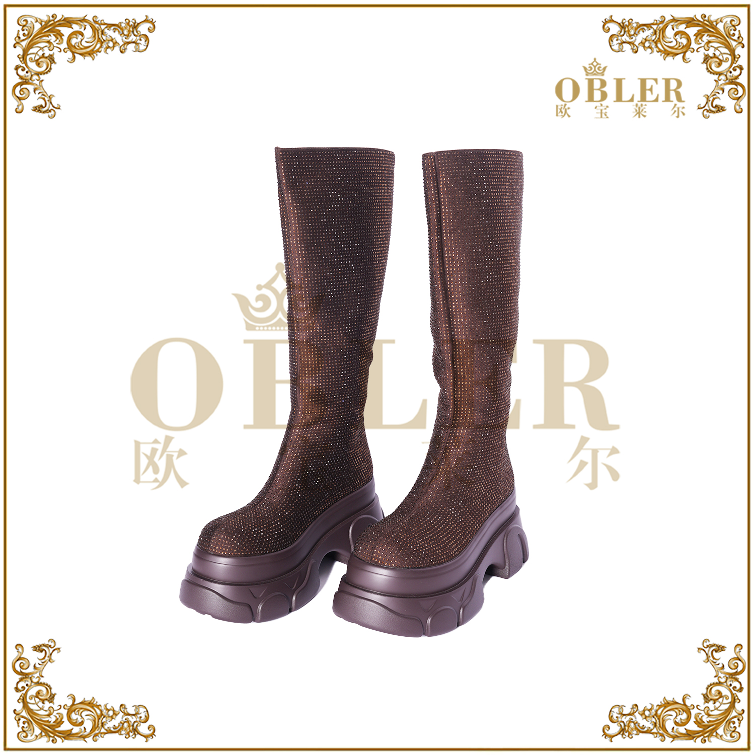 2025新款满钻松糕底增高马丁靴1663-788