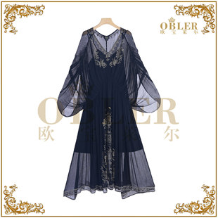 【欧宝莱尔】新款气质时尚轻奢女装连衣裙305-25437