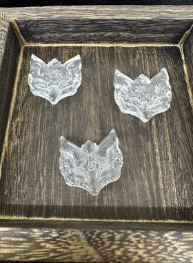 天然白水晶狐狸雕刻件原石精雕男女款吊坠挂件饰品礼物