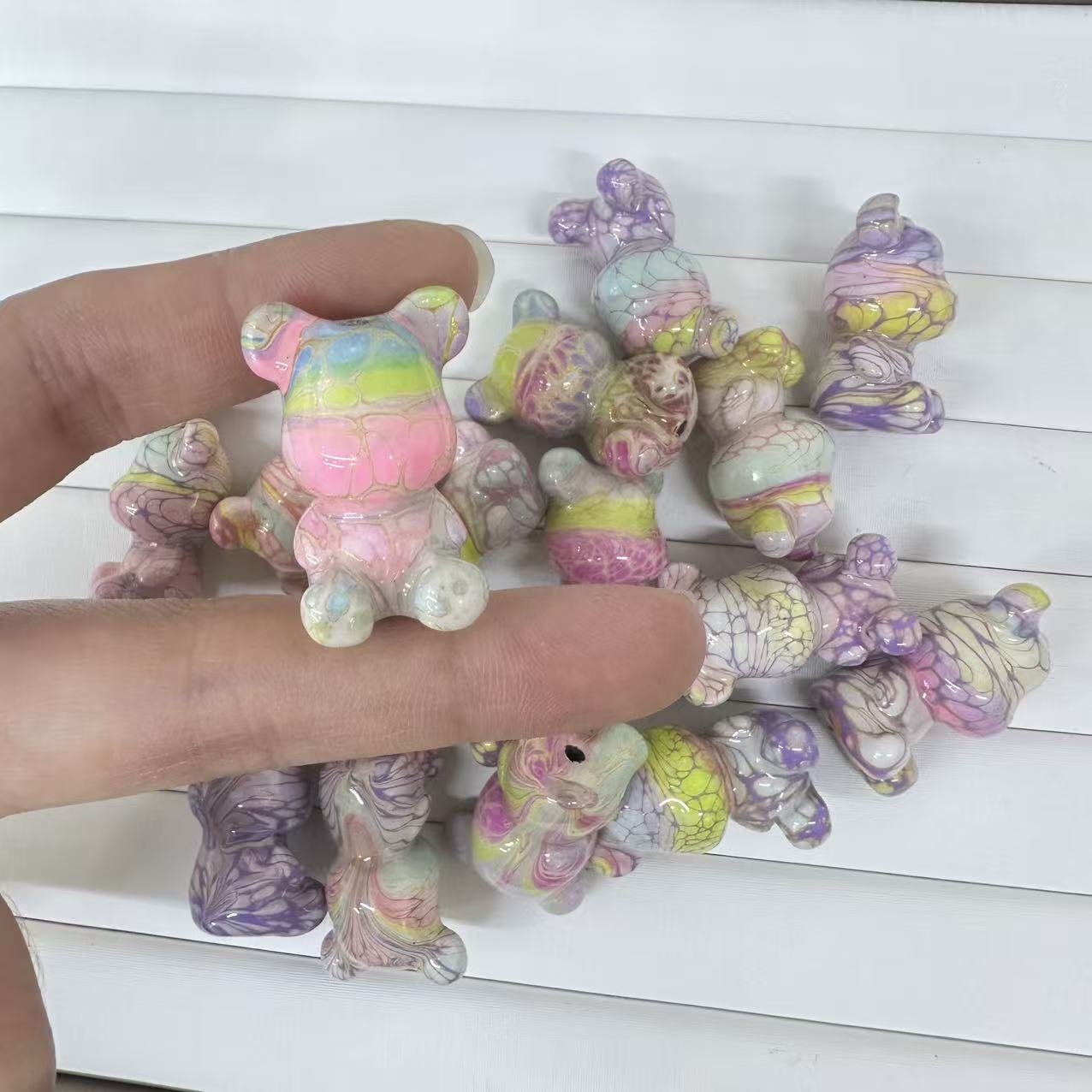 大漆暴力熊上下通孔手工DIY文玩时尚水晶配饰串珠