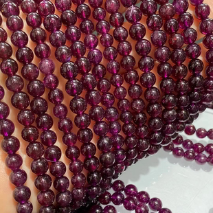 天然紫牙乌石榴石散珠6mm收藏级水晶饰品配件DIY半成品