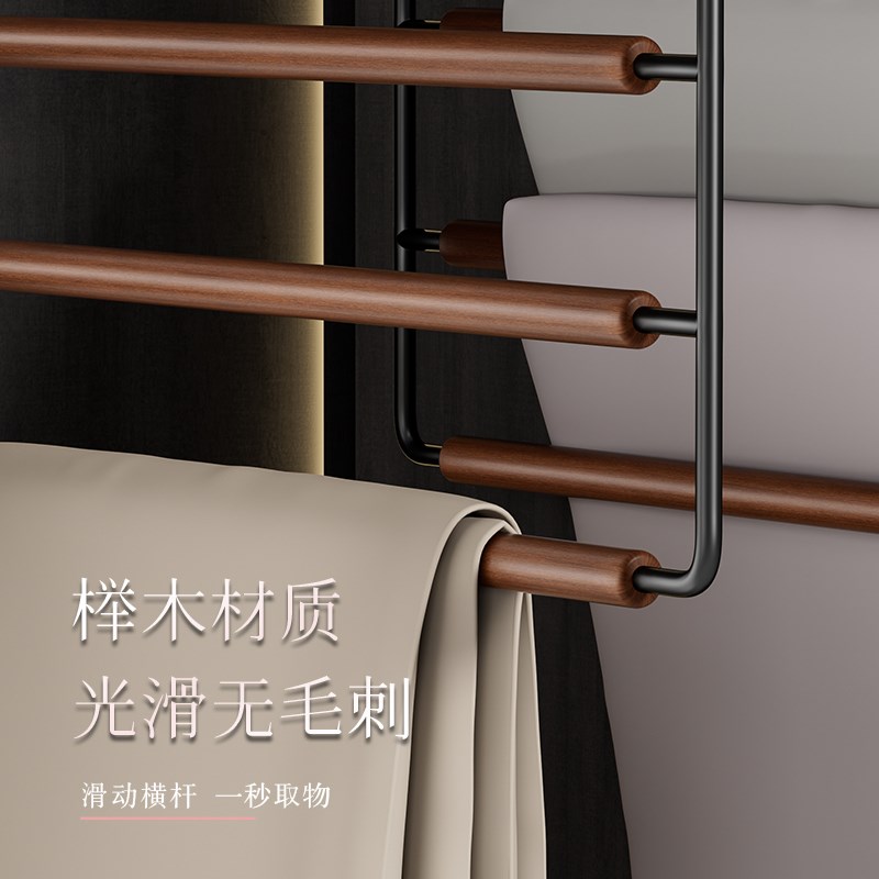 铁艺三层实木裤架家用多功能防滑挂裤子衣柜收纳挂架神器