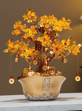 聚宝盆招财摆件摇钱发财树入户玄关进入门口客厅乔迁新居礼物饰品