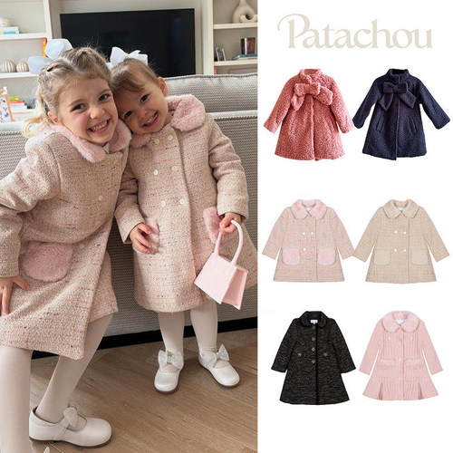 3Z 葡萄牙Patachou FW25女童呢大衣保暖中长款外套