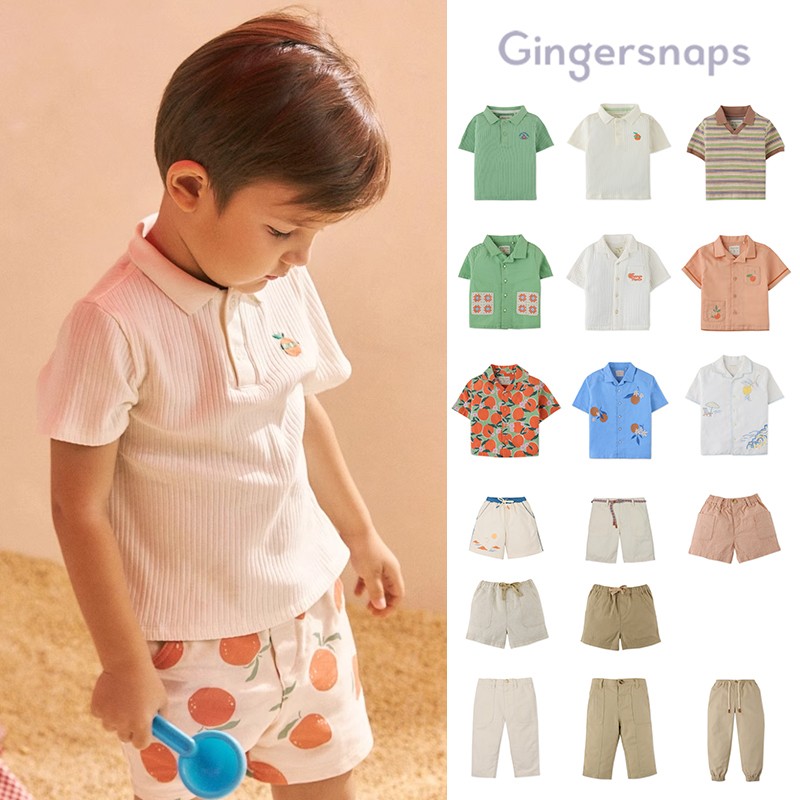 3件4折 菲律宾gingersnaps SS25春夏男宝短袖衬衫短裤