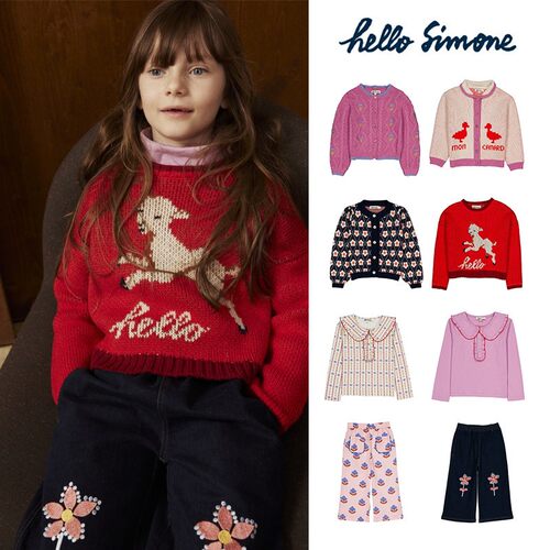 3件5折 法国hello simone FW25女宝毛衣针织开衫上衣裤